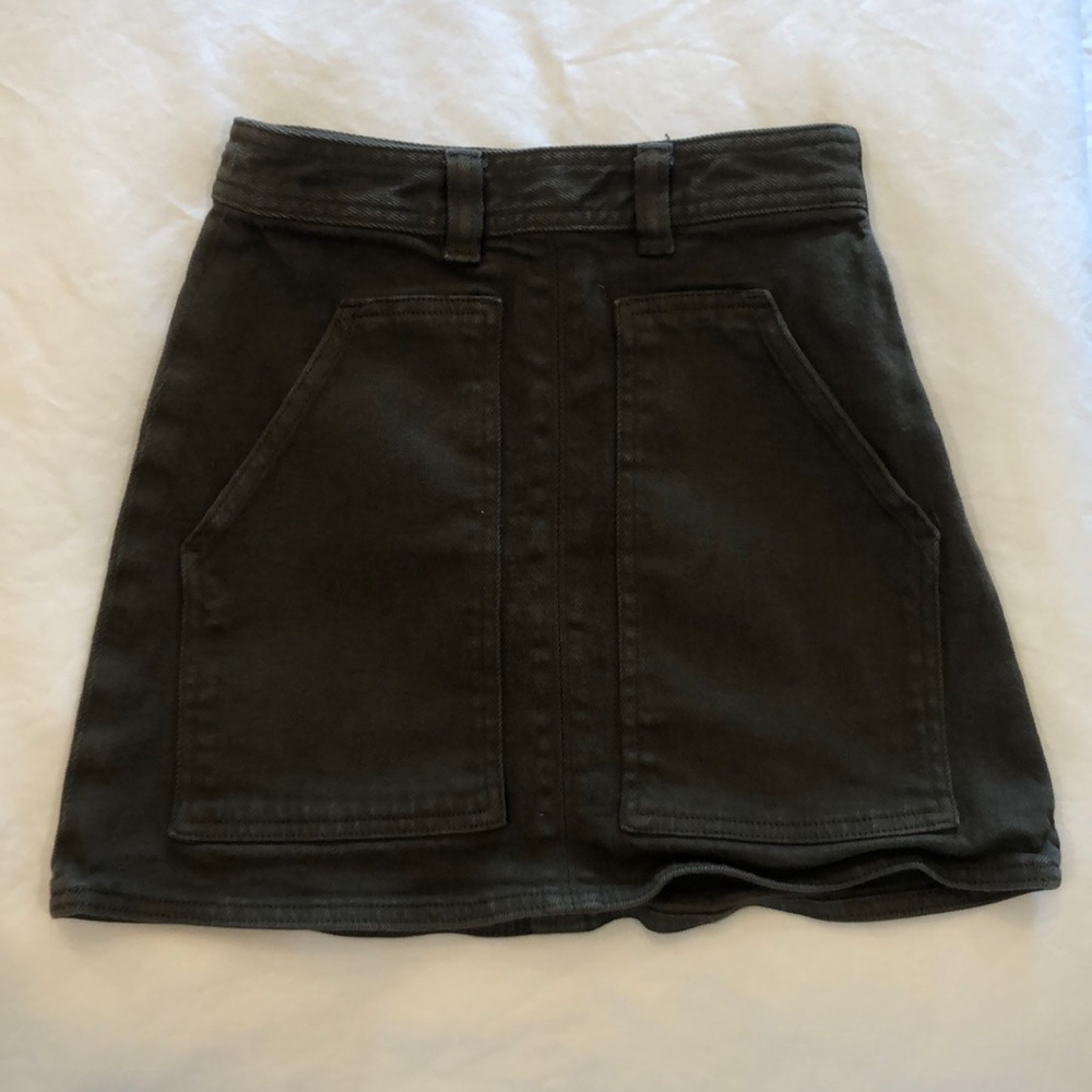 Army green jean skirt